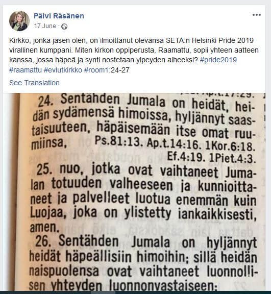 Фінському політику загрожує в'язниця за цитування Біблії